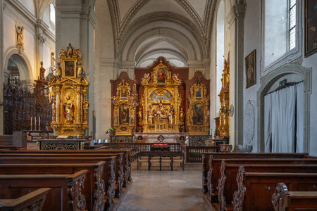 Lucerne, Switzerland - Nov 27, 2019: Altar at Church of St. Leodegar Interior - Lucerne, Switzerlandのeditorial素材