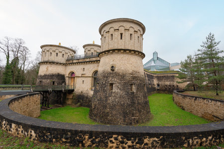 Luxembourg City, Luxembourg - Feb 3, 2020: Fort Thungen and Mudam Luxembourg Museum - Luxembourg City, Luxembourgのeditorial素材