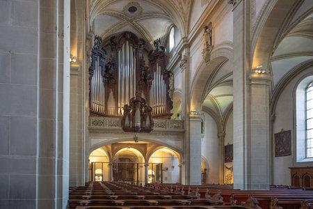 Lucerne, Switzerland - Nov 27, 2019: Church of St. Leodegar Pipe Organ - Lucerne, Switzerlandのeditorial素材