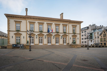 Luxembourg City, Luxembourg - Feb 3, 2020: Luxembourg City Hall - Hotel de Ville at Place Guillaume II Square - Luxembourg City, Luxembourgのeditorial素材