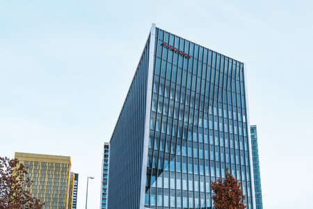 Luxembourg City, Luxembourg - Feb 3, 2020: Allen and Overy Building at Kirchberg quarter - Luxembourg City, Luxembourgのeditorial素材