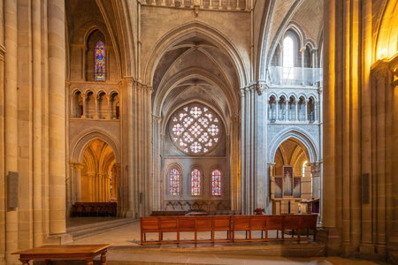 Lausanne, Switzerland - Dec 04, 2019: Interior of Lausanne Cathedral - Lausanne, Switzerlandのeditorial素材