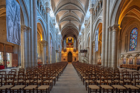 Lausanne, Switzerland - Dec 04, 2019: Interior of Lausanne Cathedral - Lausanne, Switzerlandのeditorial素材