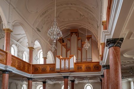 Zurich, Switzerland - Nov 21, 2019: St. Peter Church Pipe Organ - Zurich, Switzerlandのeditorial素材
