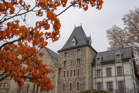 Valentin Chapel Building at Place de la Riponne Square - Lausanne, Switzerlandの写真素材