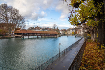 Lower Lock Bridge (Untere Schleuse Brucke) and Aare River - Thun, Switzerland