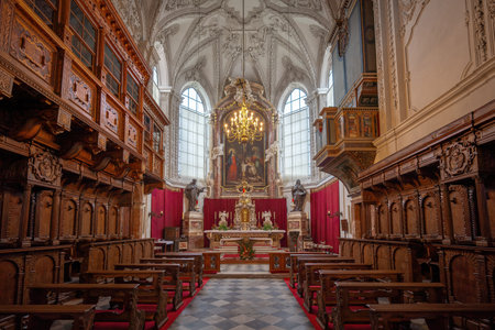 Innsbruck, Austria - Nov 15, 2019: Choirstalls and Altar at Hofkirche (Court Church) - Innsbruck, Austriaのeditorial素材