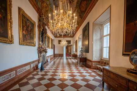Salzburg, Austria - Nov 09, 2019: Beautiful Gallery (Schone Galerie) - State Rooms of the Residenz part of DomQuartier Museums - Salzburg, Austriaのeditorial素材