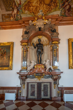 Salzburg, Austria - Nov 09, 2019: Youth of Magdalensberg Sculpture at Beautiful Gallery (Schone Galerie) - State Rooms of the Residenz - Salzburg, Austriaのeditorial素材