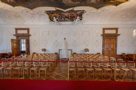 Salzburg, Austria - Nov 09, 2019: Knights Hall - State Rooms of the Residenz part of DomQuartier Museums - Salzburg, Austriaのeditorial素材
