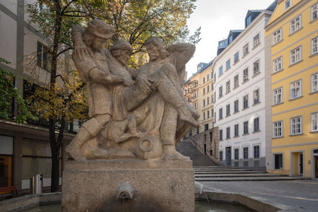 Vienna, Austria - Oct 15, 2019: Hannaken Fountain (Hannakenbrunnen) - Vienna, Austriaのeditorial素材