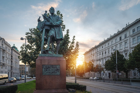 Vienna, Austria - Oct 12, 2019: Georg Raphael Donner Statue by Richard Kauffungen at Schwarzenbergplatz - Vienna, Austriaのeditorial素材