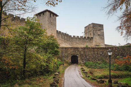 Burgerwehr fortification - Medieval City Walls at Monchsberg - Salzburg, Austriaの写真素材
