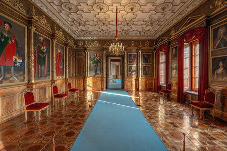 Schwerin, Germany - Jan 05, 2020: Ancestral Portrait Gallery at Schwerin Castle Interior - Schwerin, Germanyのeditorial素材
