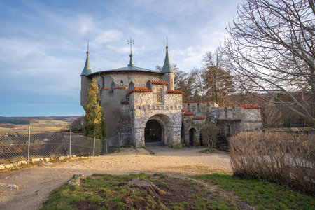 Baden-Wurttemberg, Germany - Dec 16, 2019: Augusta Tower at Lichtenstein Castle - Lichtenstein, Germanyのeditorial素材