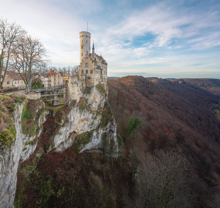 Baden-Wurttemberg, Germany - Dec 16, 2019: Lichtenstein Castle - Lichtenstein, Germanyのeditorial素材