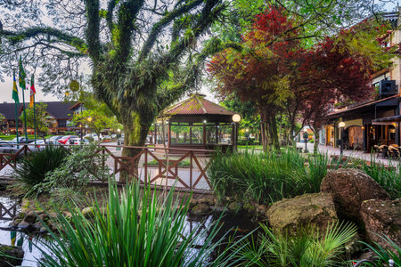 Bandstand at Major Nicoletti Square - Gramado, Rio Grande do Sul, Brazilの写真素材
