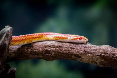 Fluorescent Orange Corn Snake (Pantherophis guttatus)の写真素材