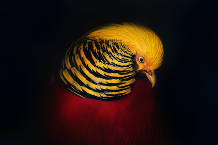 Golden Pheasant (Chrysolophus pictus) - Ornamental Birdの写真素材