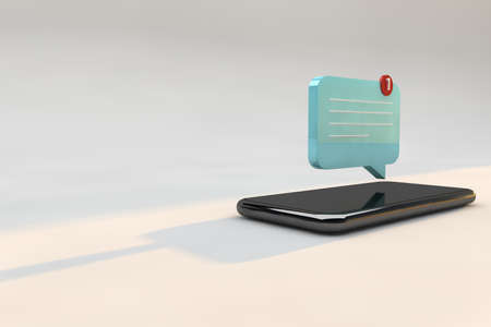 Message notification concept 3D. New message on the smartphoneの写真素材