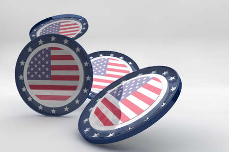 USA button flag render 3Dの写真素材