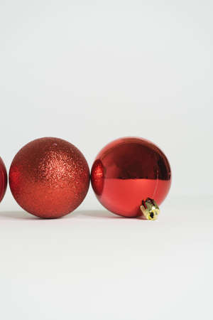 red christmas balls white background and last lucid sphereの写真素材
