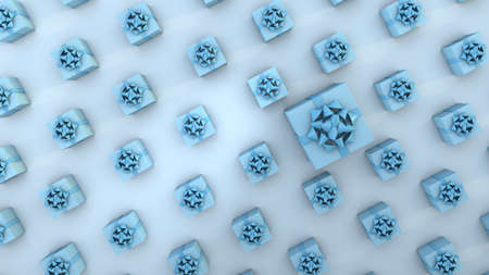 Minimal composition background of blue gift box. 3D Render