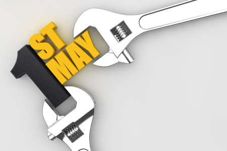 1 May labor day international worker's day. wrench 3D renderの写真素材
