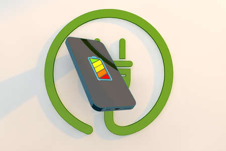 Full battery Mobile Phone. 3D Renderの写真素材