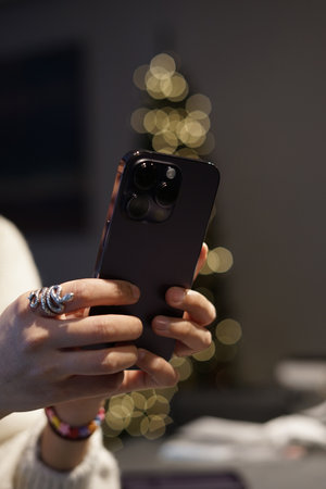 Phone 14 pro digital presentation of smartphone purpleの写真素材