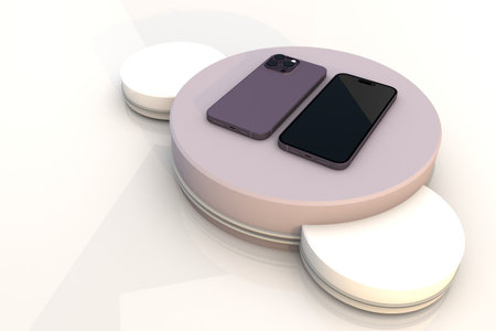 Modern Phone 14 pro presentation on 3d podiumの写真素材