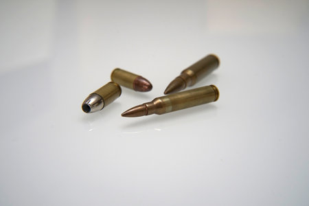 Gun Ammunition Group on white backgroundの写真素材