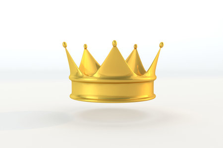 Golden crown a royal king concept. 3D crown renderの写真素材