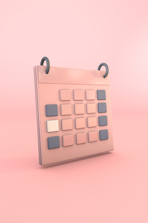Pink Calendar a rose 3D appointment for plannerの写真素材