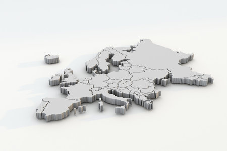 Europe map a 3d render isolated with white countriesの写真素材