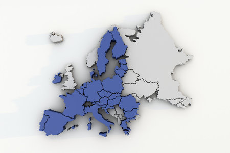 Map of the European Union top view. 3D geographyの写真素材