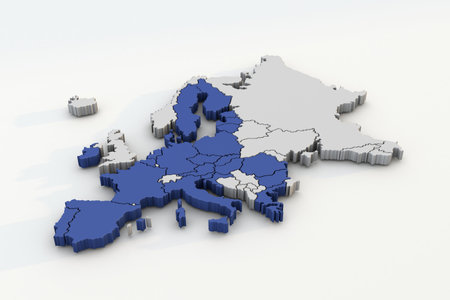 Map of the European Union. 3D geographyの写真素材