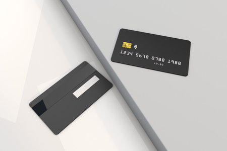 3D Black credit card a business conceptの写真素材