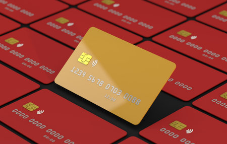 Gold credit card a 3d finance conceptの写真素材