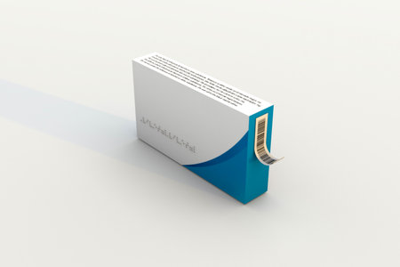 Mockup medicine box and label with barcode. 3d renderの写真素材