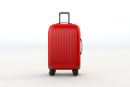 red suitcase a travel accessories. 3d renderの写真素材