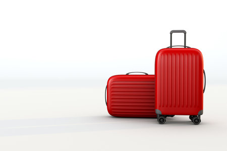 red suitcases a travel concept. 3d renderの写真素材