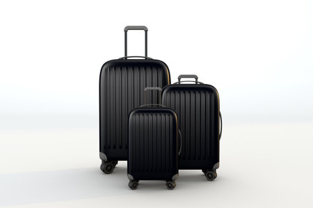 Black suitcases a travel accessories concept. 3d renderの写真素材
