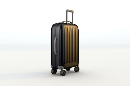 3D black suitcase a travel accessoryの写真素材