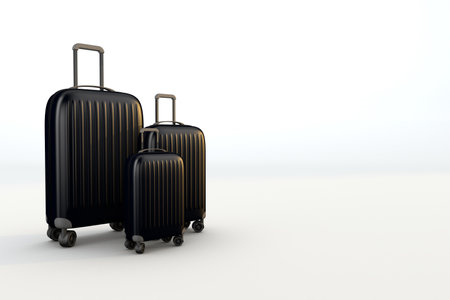 Black suitcases a travel concept. 3d renderの写真素材