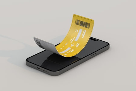 Phone and boarding ticket passの写真素材