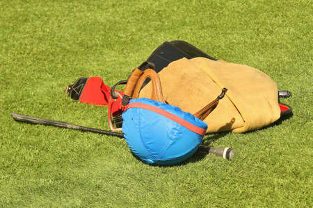 Exciting moments at the racecourse on a day of horse racingの写真素材