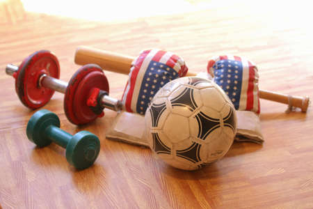 Objects related to the world of sports. Health careの写真素材