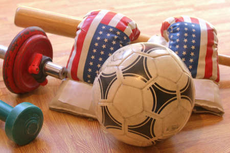 Objects related to the world of sports. Health careの写真素材