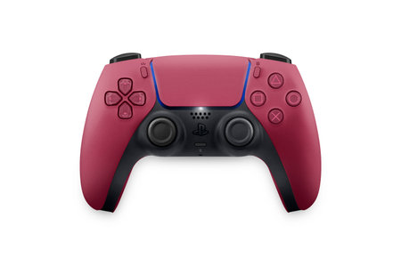 Playstation 5 Dual Sense Cosmic Red controller isolated on white background. Top view. Rio de...